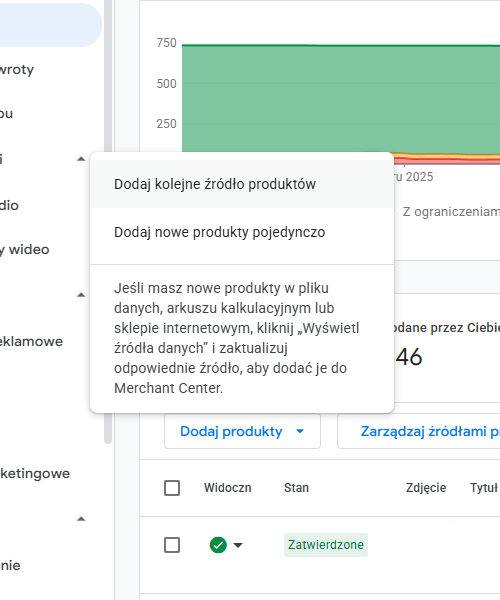 dodawanie kolejnego źródła produktów