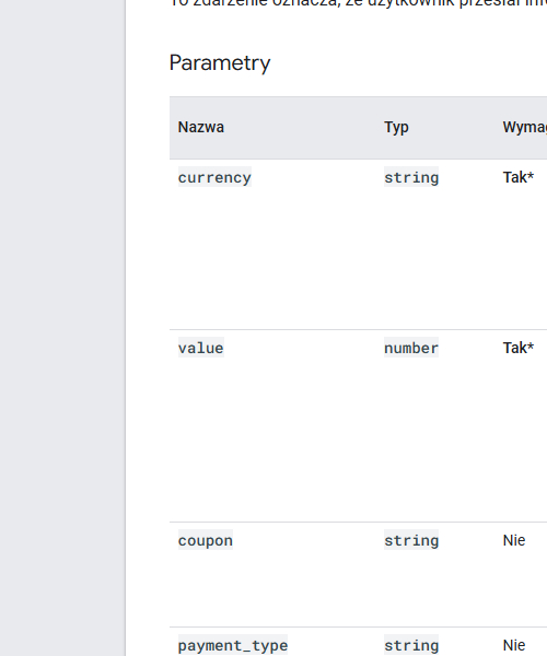 eventy i parametry dla analityki