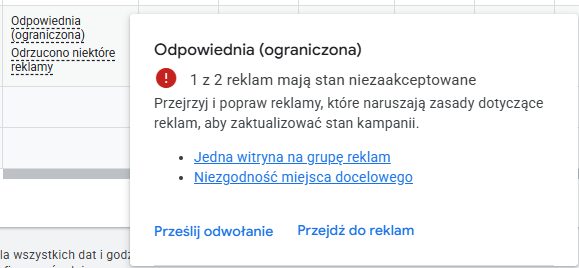 To nie jest błąd konta, to ograniczenie architektury kampanii